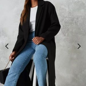 black side split formal mid maxi coat